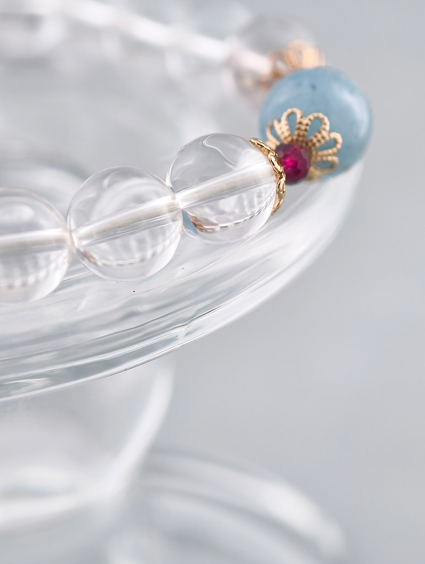 Clear Quartz and Aquamarine Garnet Bracelet