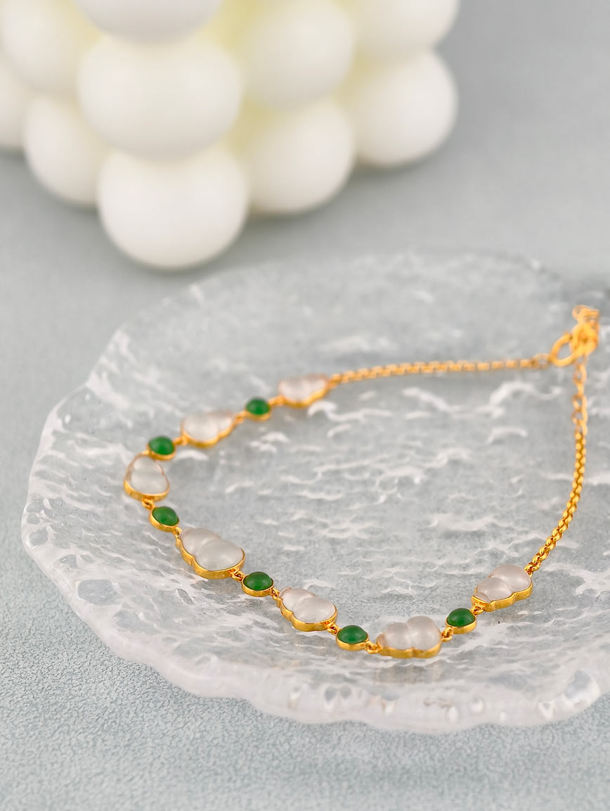 18K Gold Jadeite Gourd Bracelet
