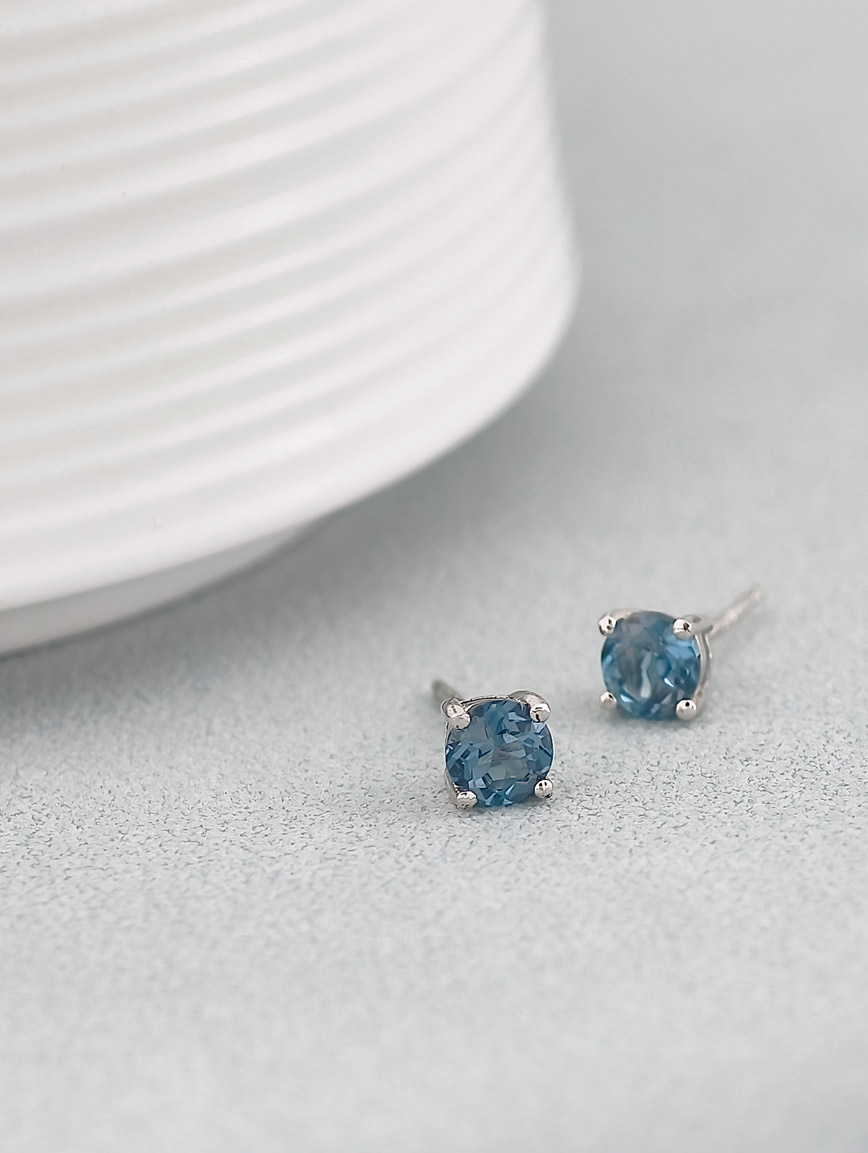 Natural Blue Topaz Sterling Silver Earrings