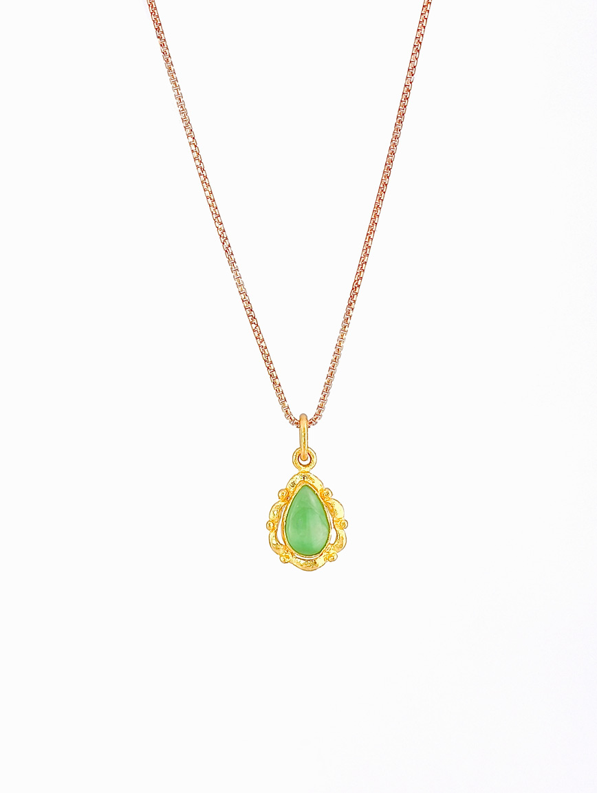 18K Gold Natural Water Drop Shaped Jadeite Pendant