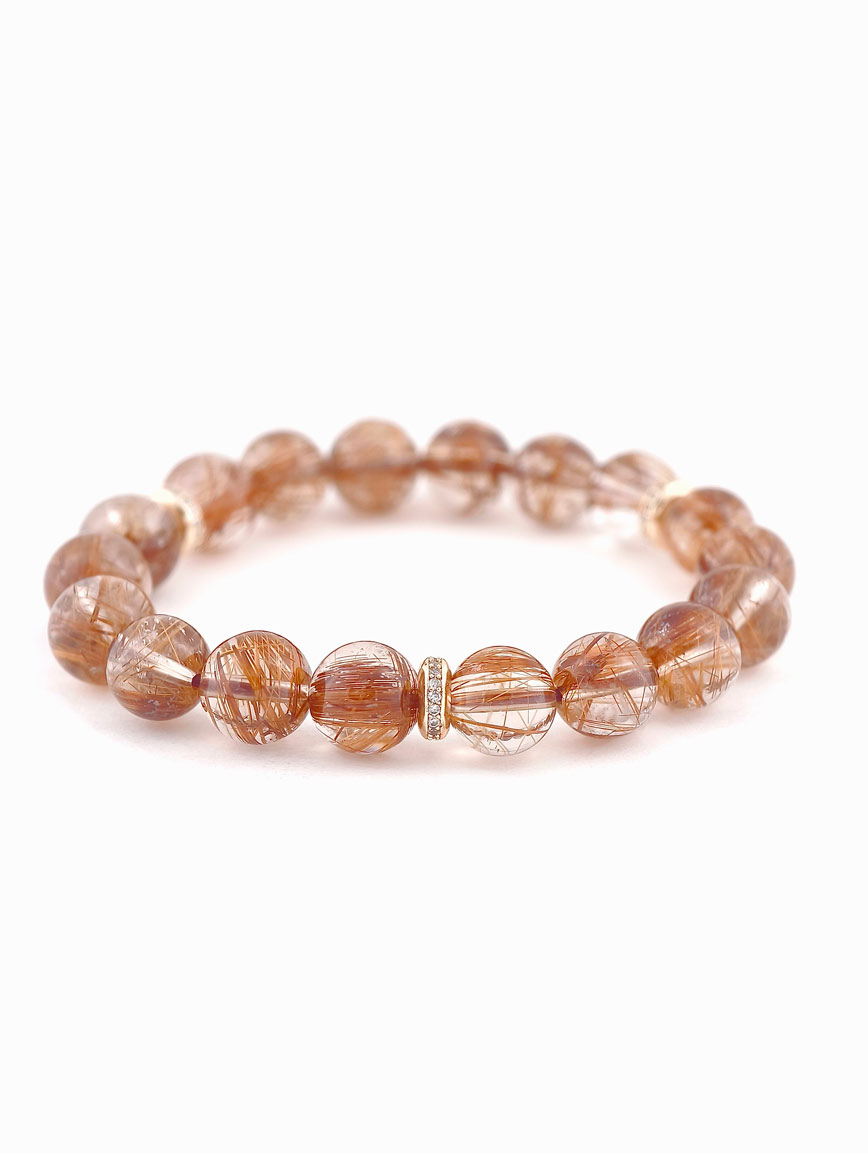 Natural Copper Rutilated Quartz Exquisite Style Bracelet