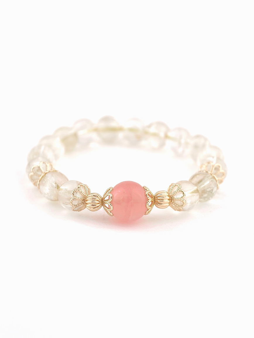 Natural Green Kunzite and Rose Quartz Bracelet