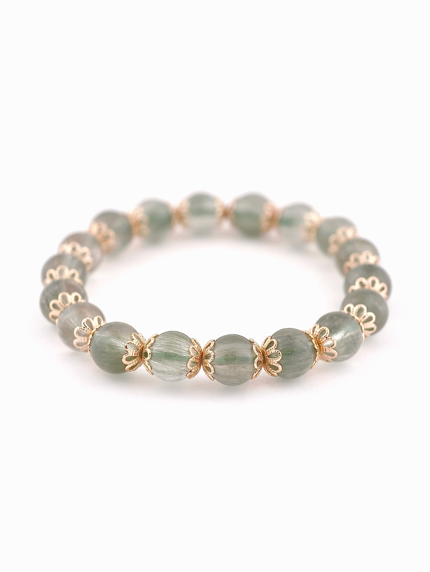 Natural Green Rutilated Quartz Exquisite Style Bracelet