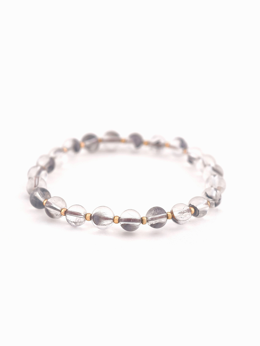 Natural Silver Rutilated Quartz Simple Style Bracelet