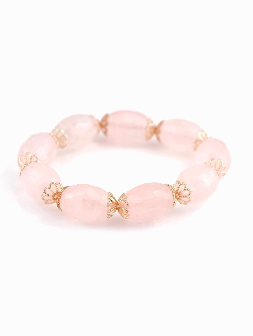 Natural Date Shaped Rose Quartz Bracelet