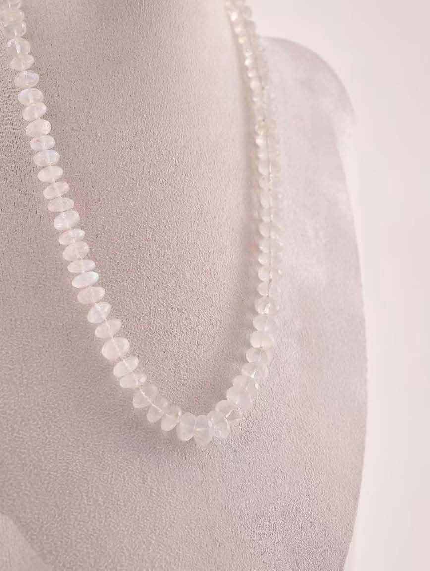 Natural Abacus Bead Moonstone Necklace