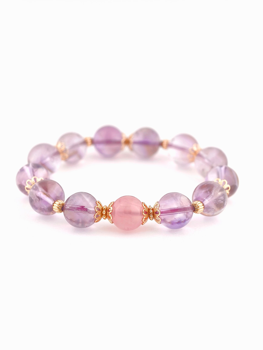 Natural Amethyst and Rose Quartz Delicate Style Bracelet