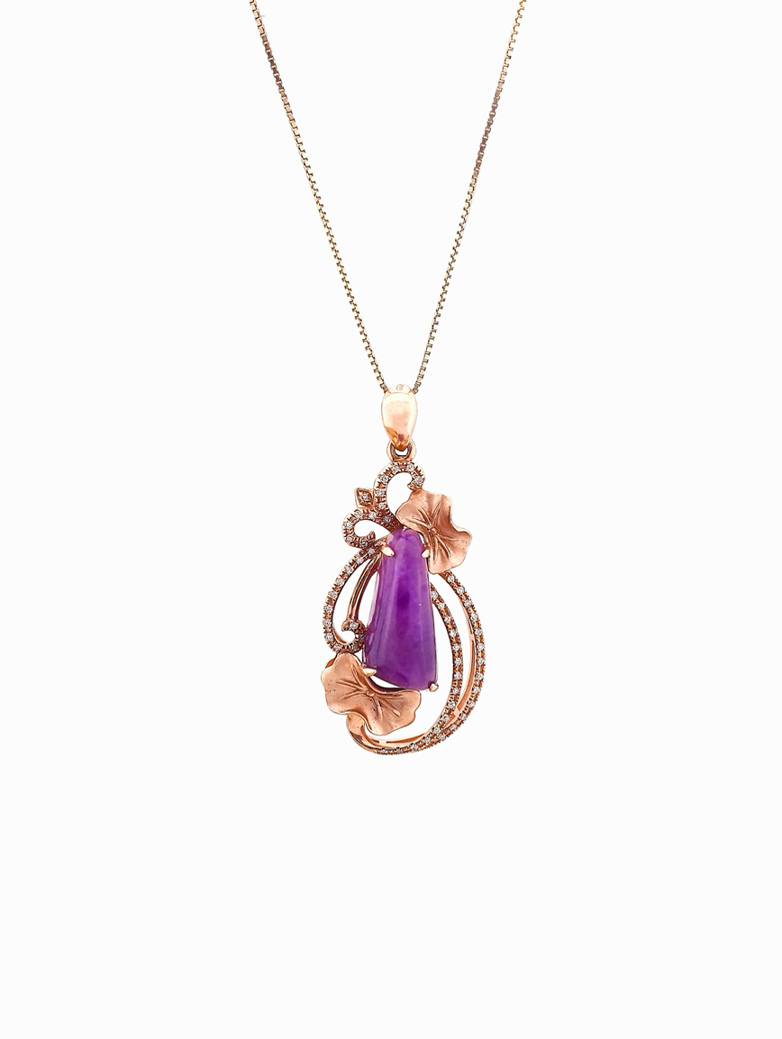 18K Gold Sugilite Exquisite Style Pendant