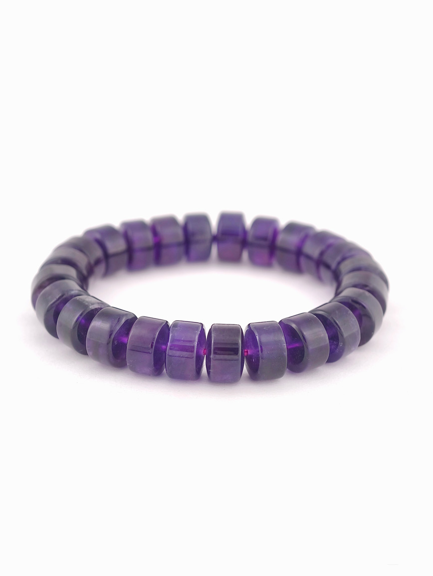 Natural Amethyst Wheel Bead Bracelet