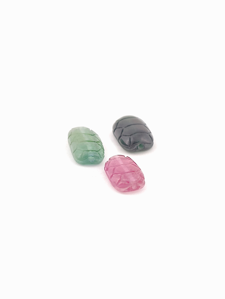 Natural Three Colors of Tourmaline Tortoise Shell DIY Accessory