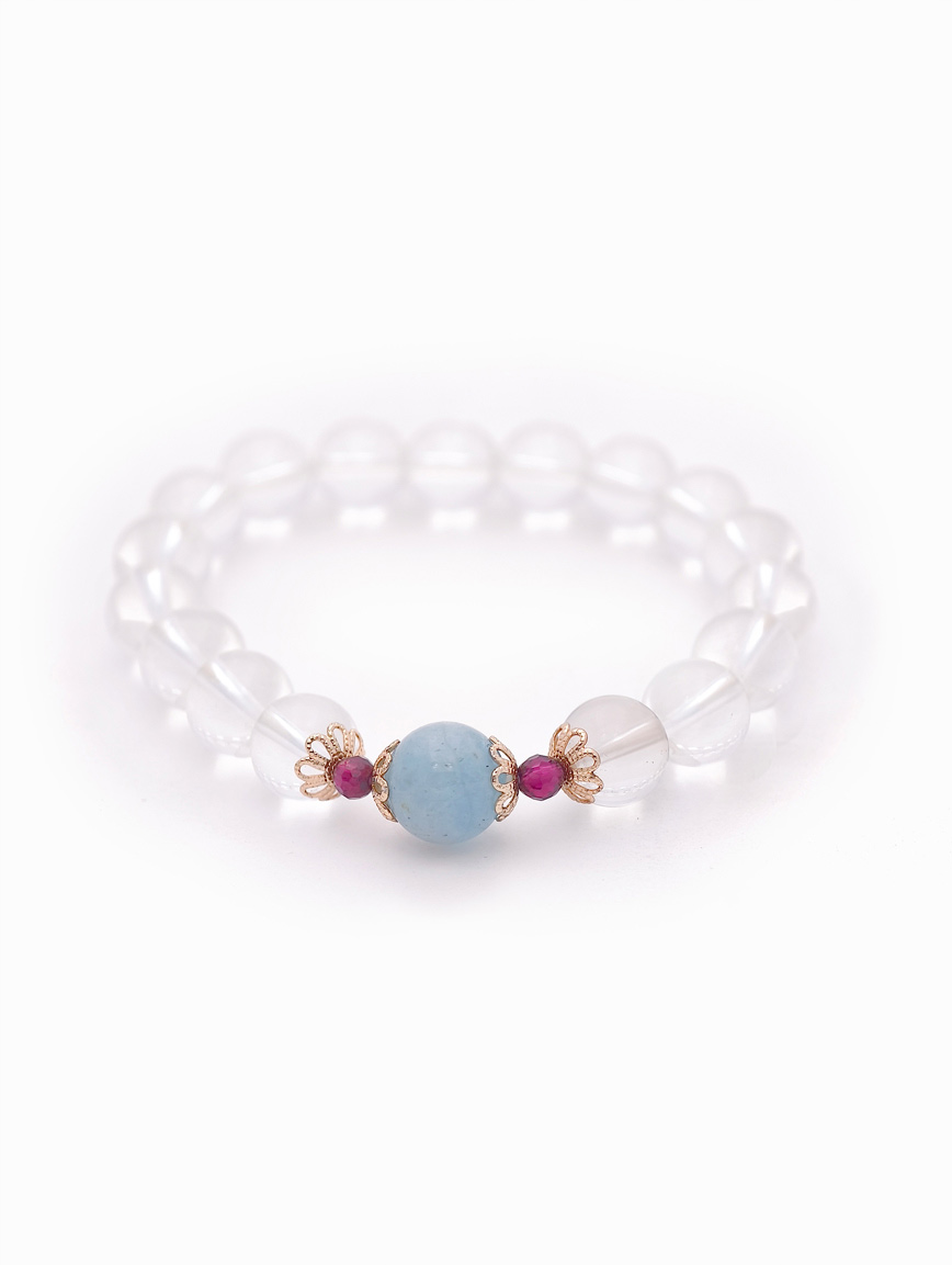 Clear Quartz and Aquamarine Garnet Bracelet