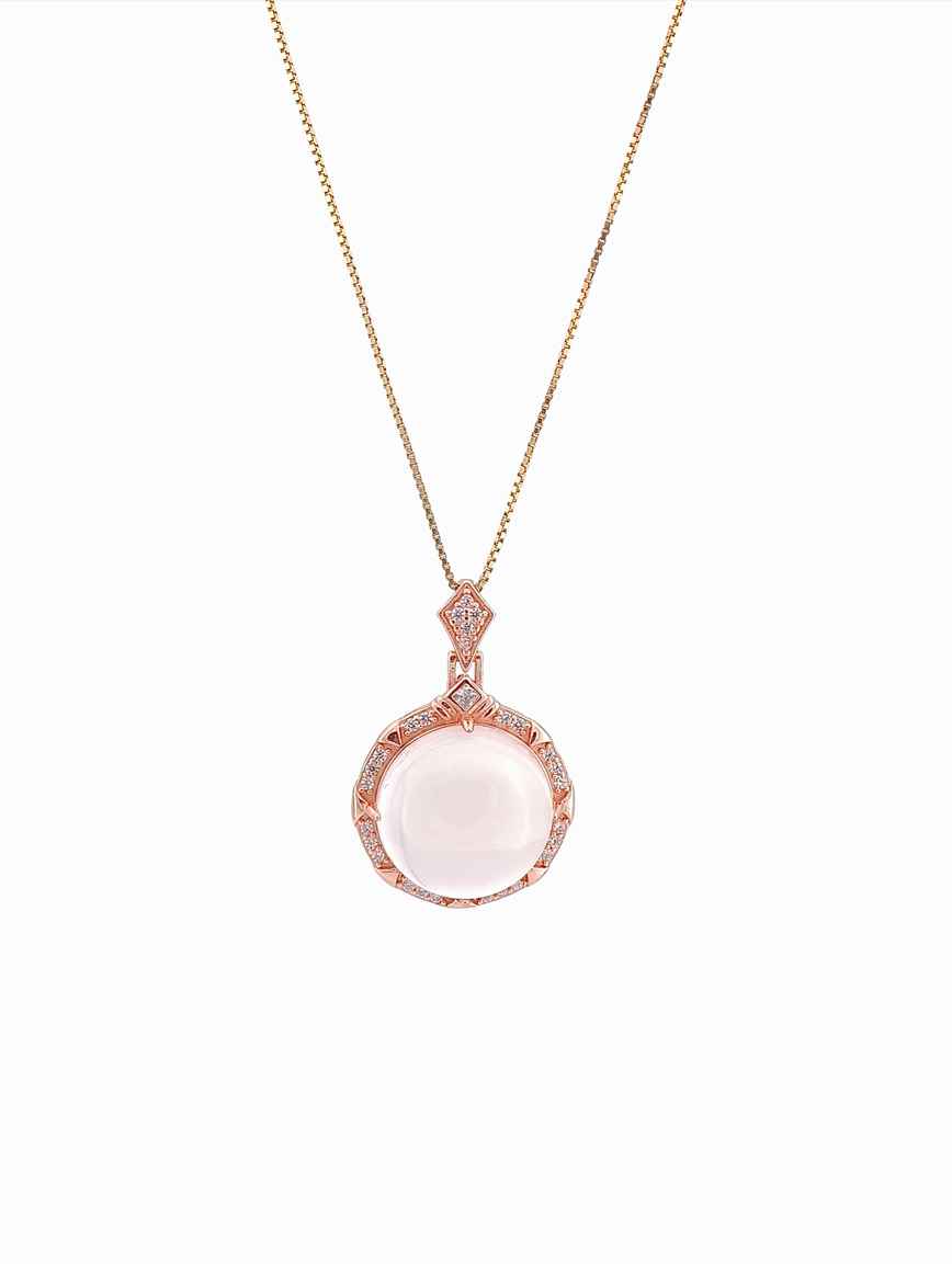 Natural Rose Quartz Sterling Silver Pendant