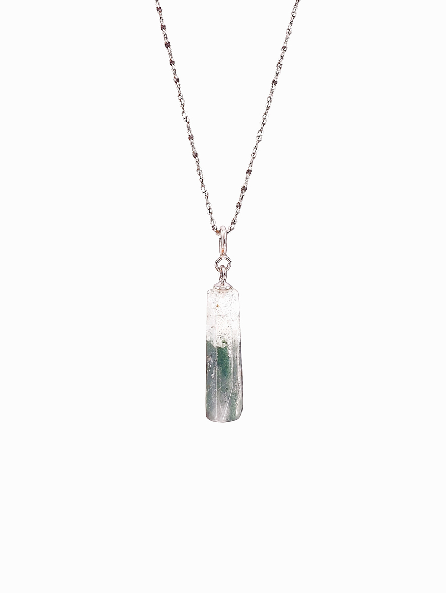Natural Green Phantom Sterling Silver Pendant
