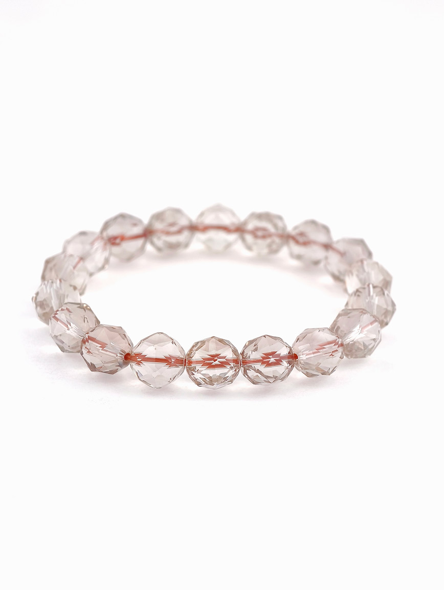 Natural Diamond Cut Smoky Quartz Bracelet