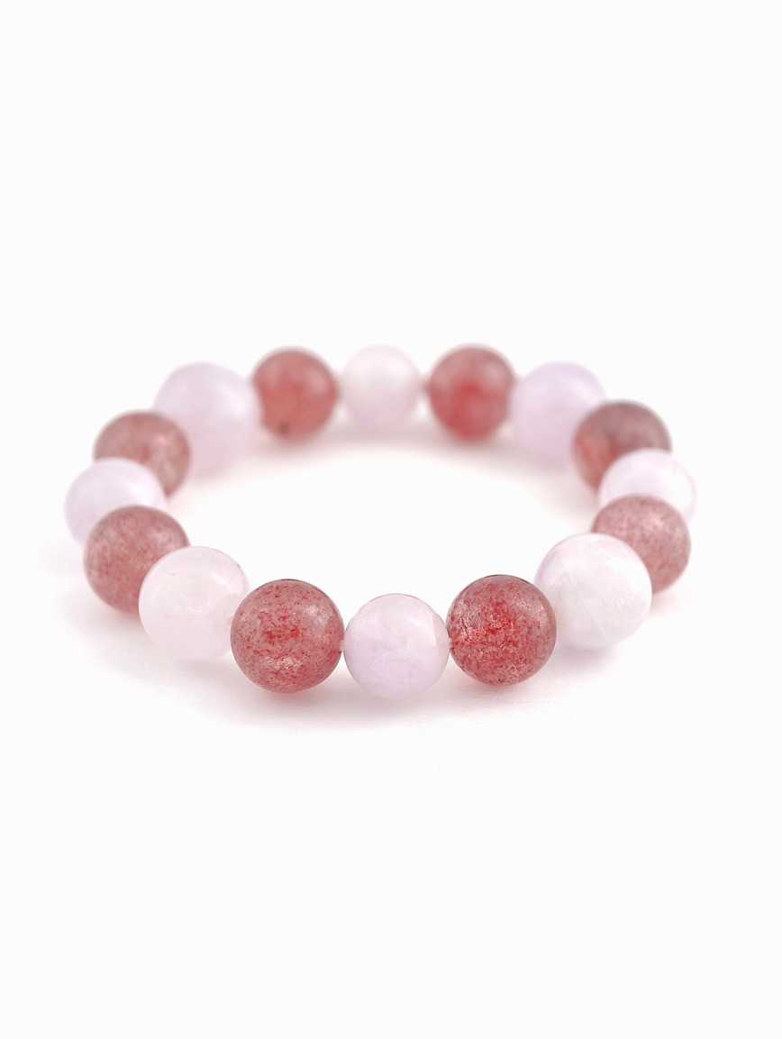 Natural Amethyst and Strawberry Quartz Bracelet
