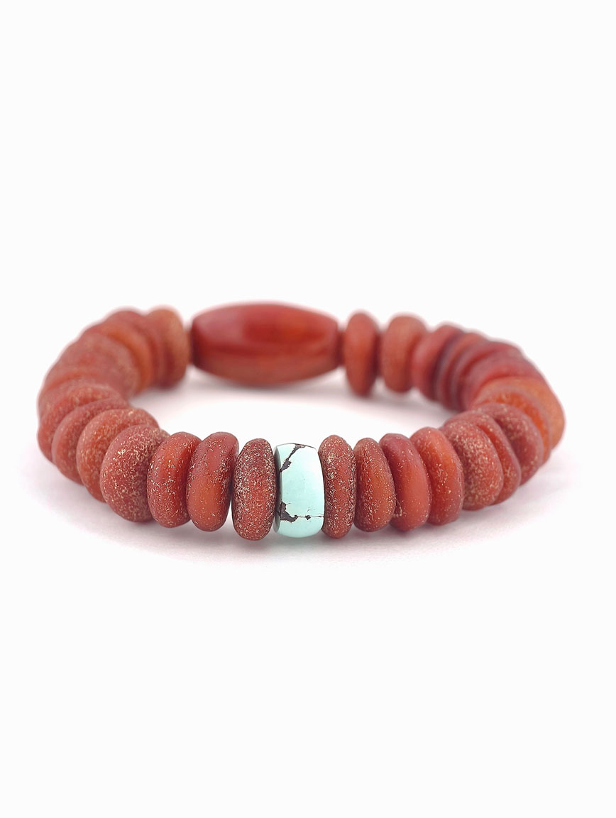 Natural Beeswax and South Red Agate Turquoise Bracelet