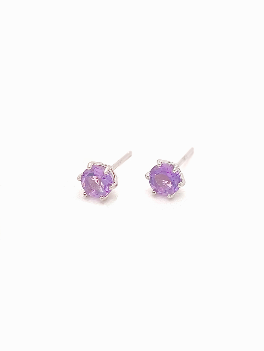 Natural Amethyst Simple Style Sterling Silver Earrings