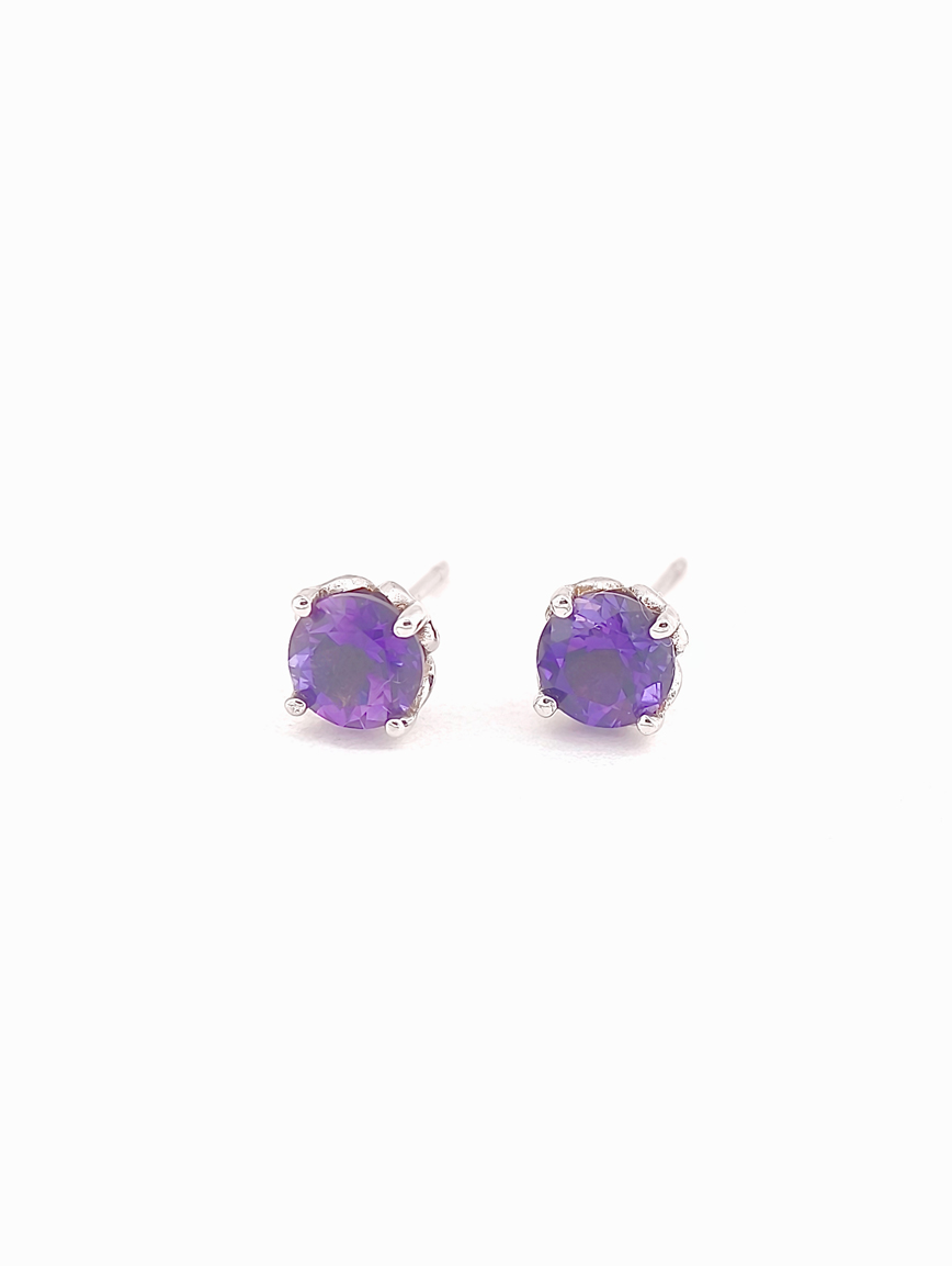 Natural Amethyst Simple Style Earrings