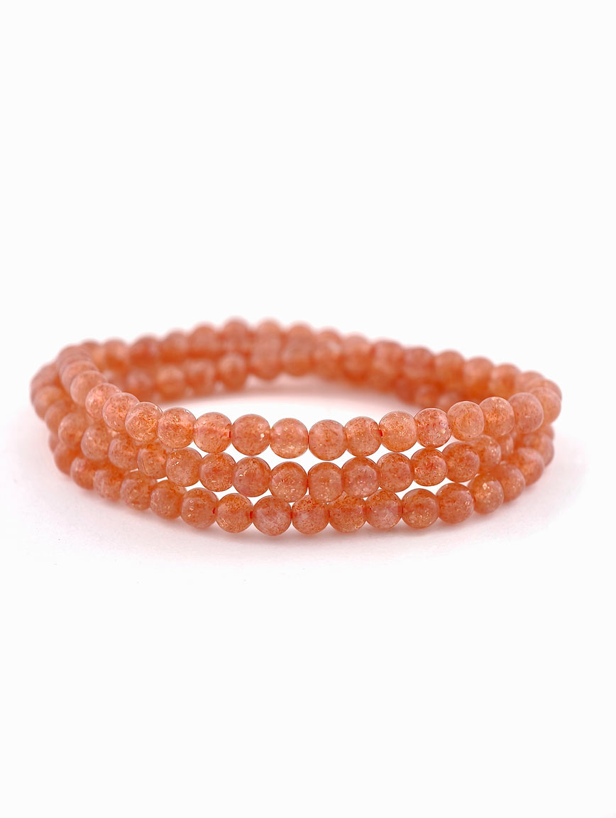 Natural Golden Strawberry Quartz Three-Wrap Bracelet