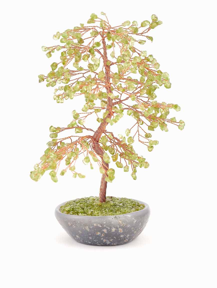 Natural Peridot Agate Cornucopia Tree