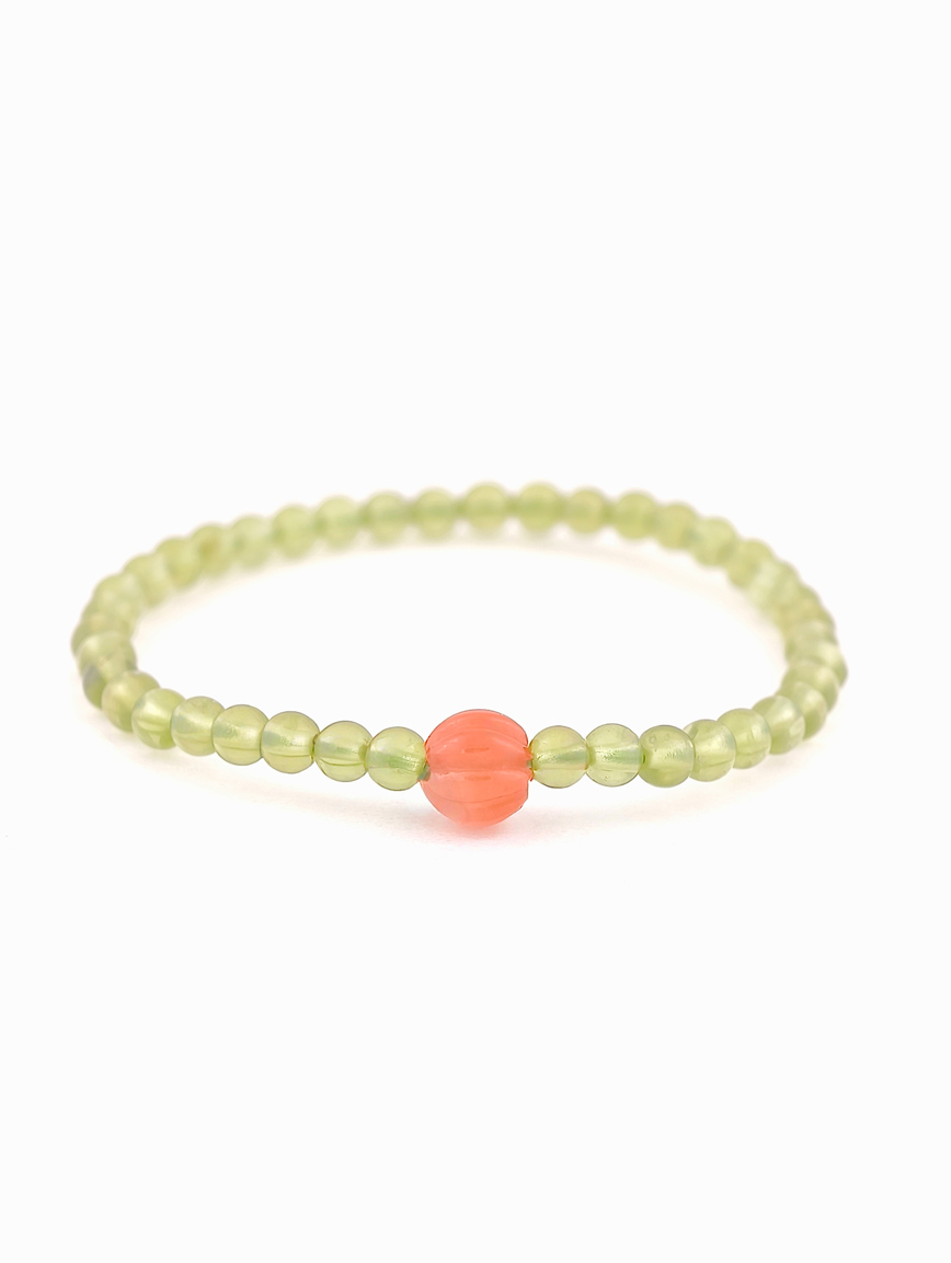 Natural Peridot and South Red Agate Bracelet
