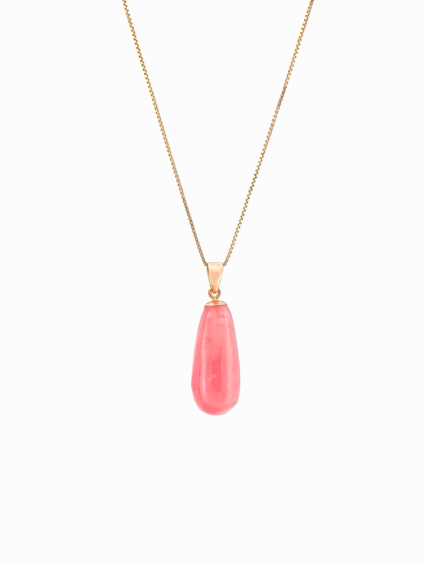 18K Gold Natural Rhodochrosite Pendant