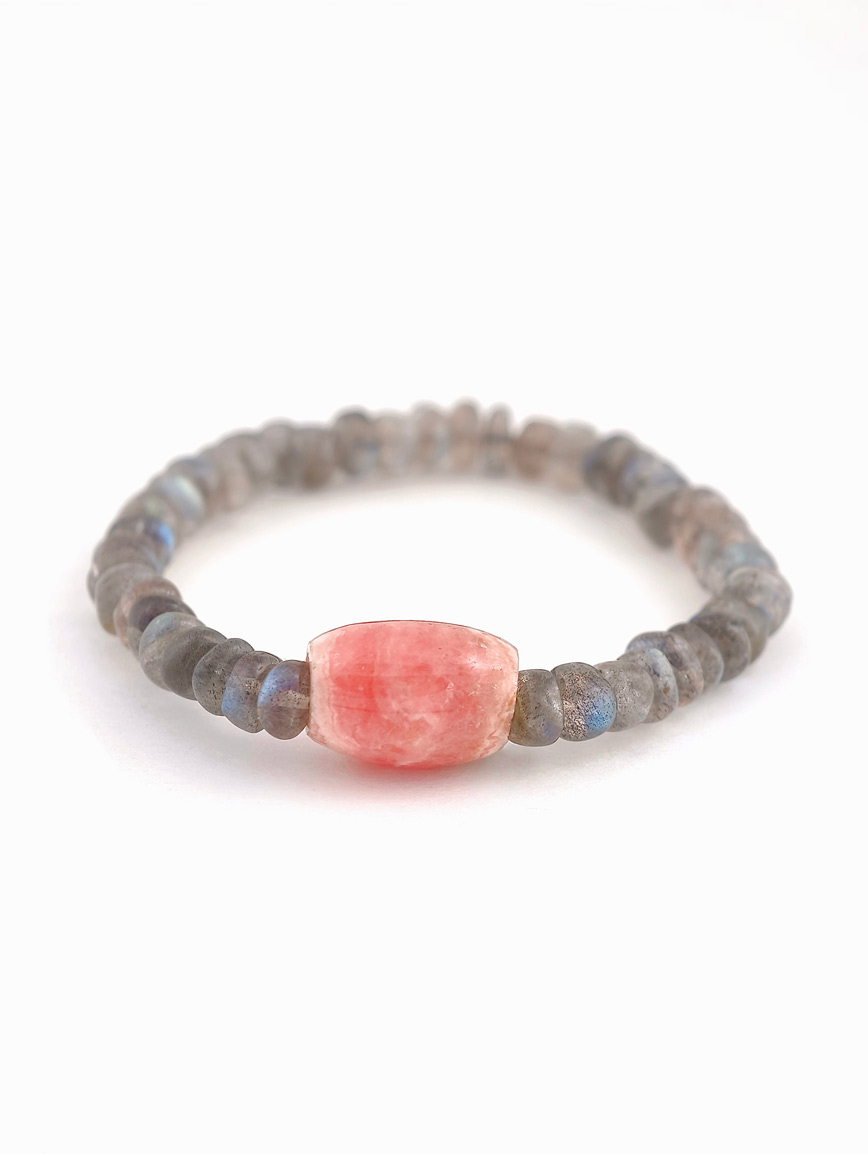 Natural Labradorite and Rhodochrosite Bracelet