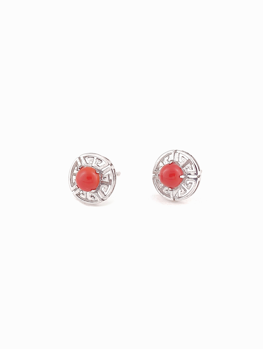 Natural South Red Agate Sterling Silver Earrings