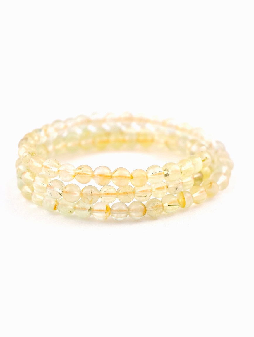 Natural Golden Prehnite Three-Wrap Bracelet