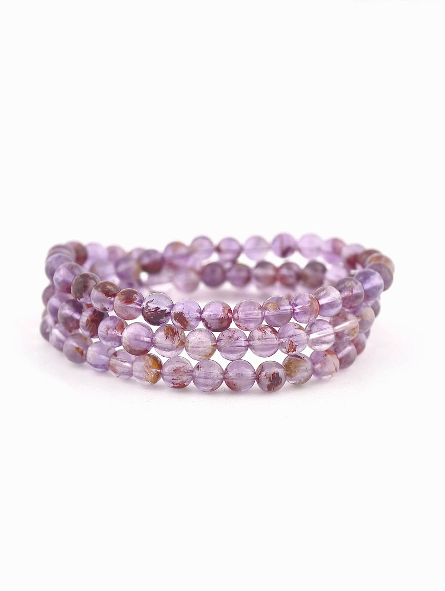 Natural Purple Koi Three-Wrap Bracelet