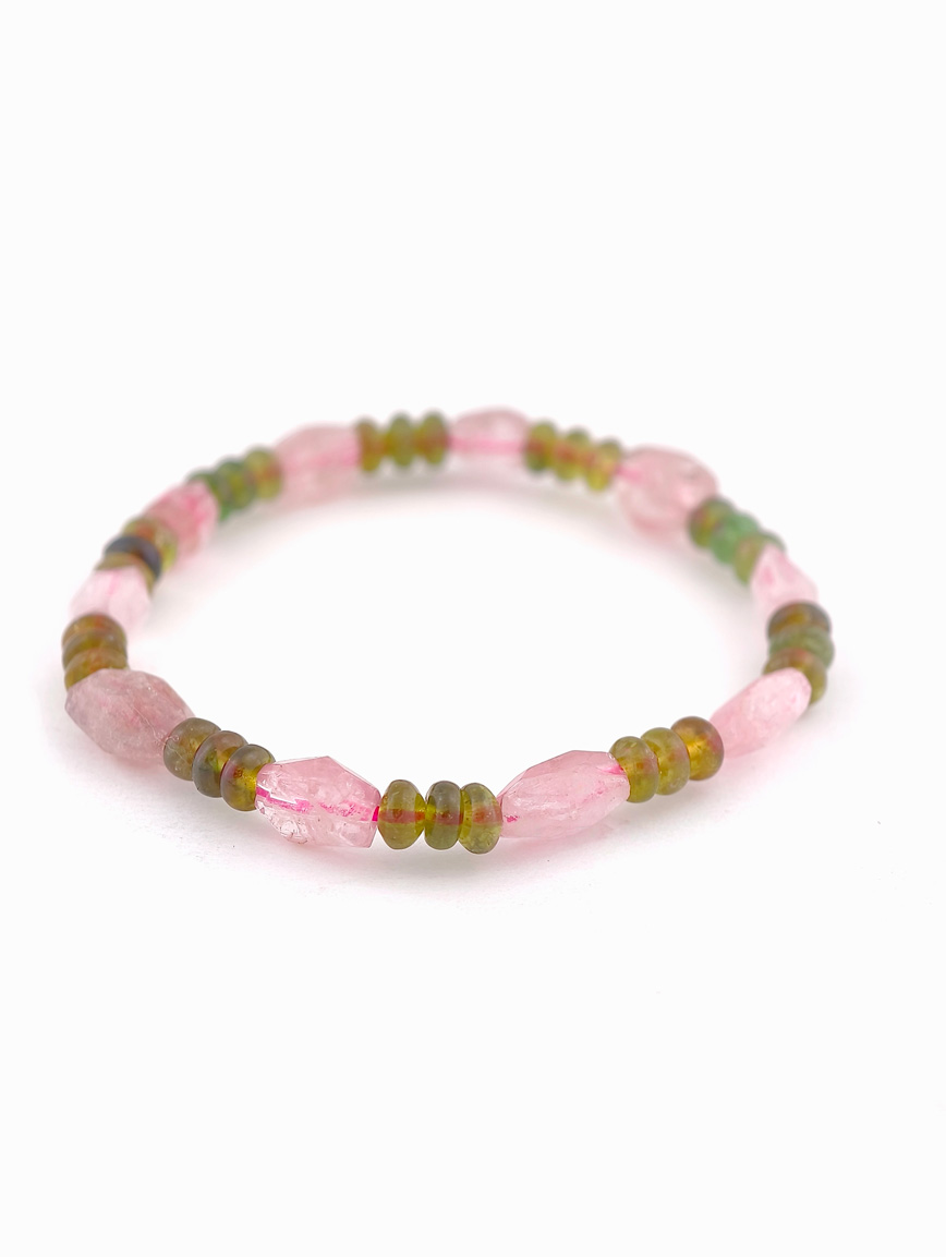 Natural Pink Tourmaline and Green Tourmaline Exclusive Design Bracelet