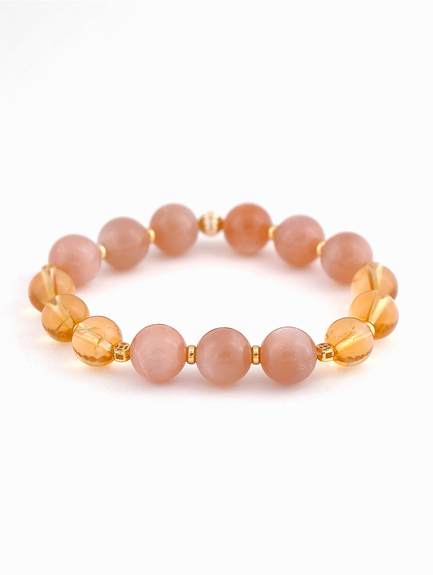 Natural Orange Moonstone and Citrine Bracelet