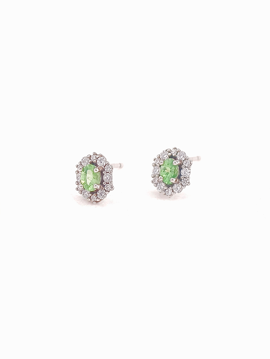 Natural Peridot Exquisite Style Sterling Silver Earrings