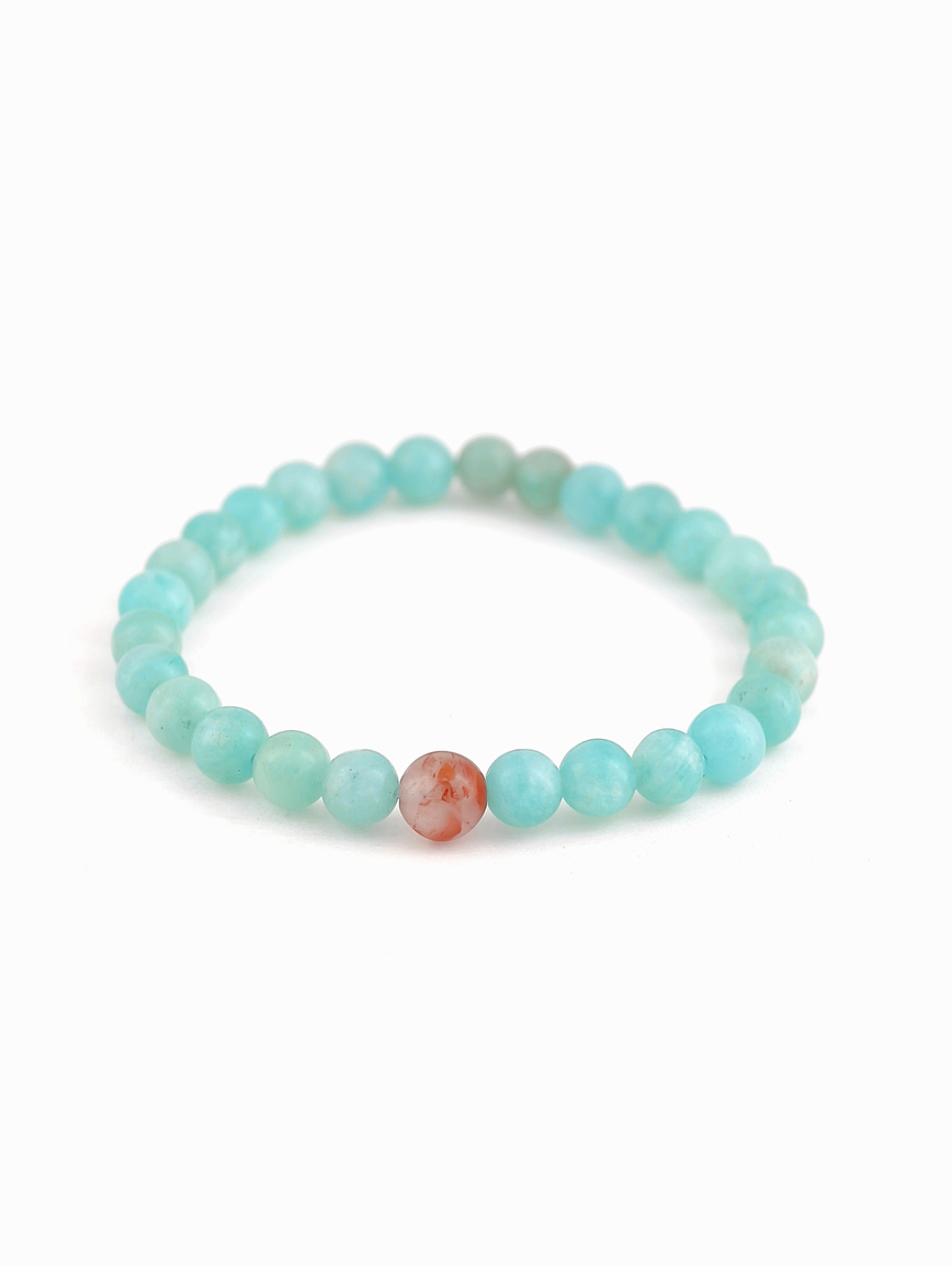 Natural Amazonite and South Red Agate Bracelet
