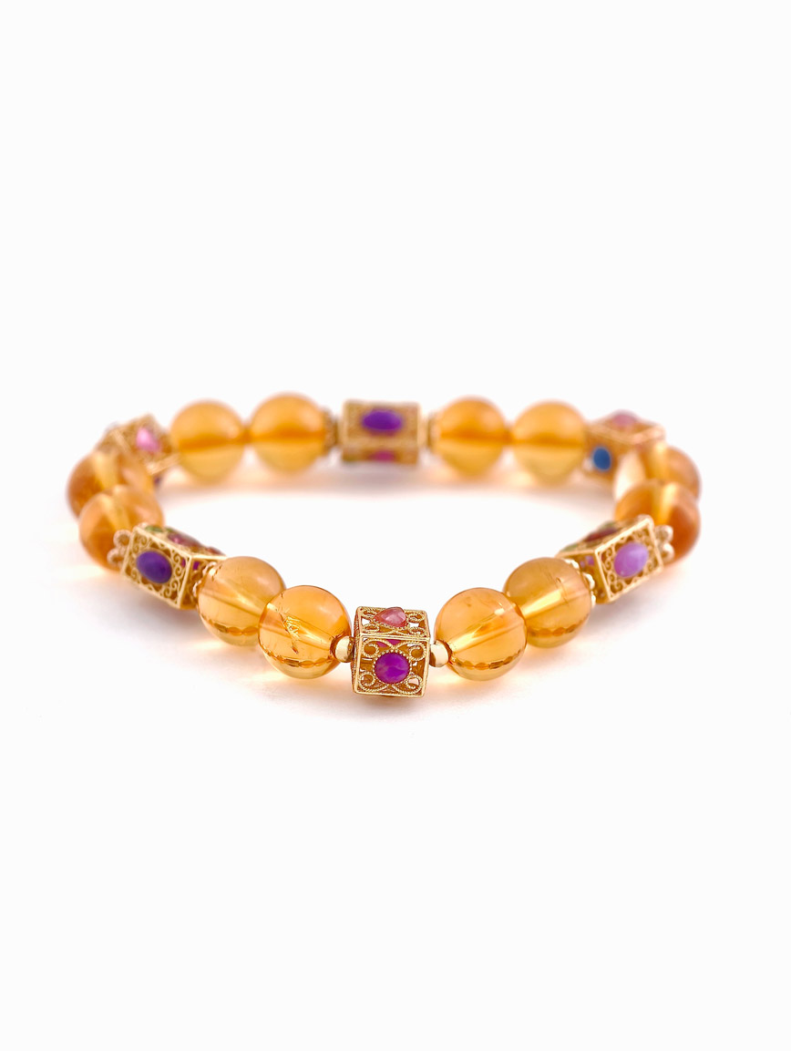 Citrine and Tourmaline Sugilite Bracelet