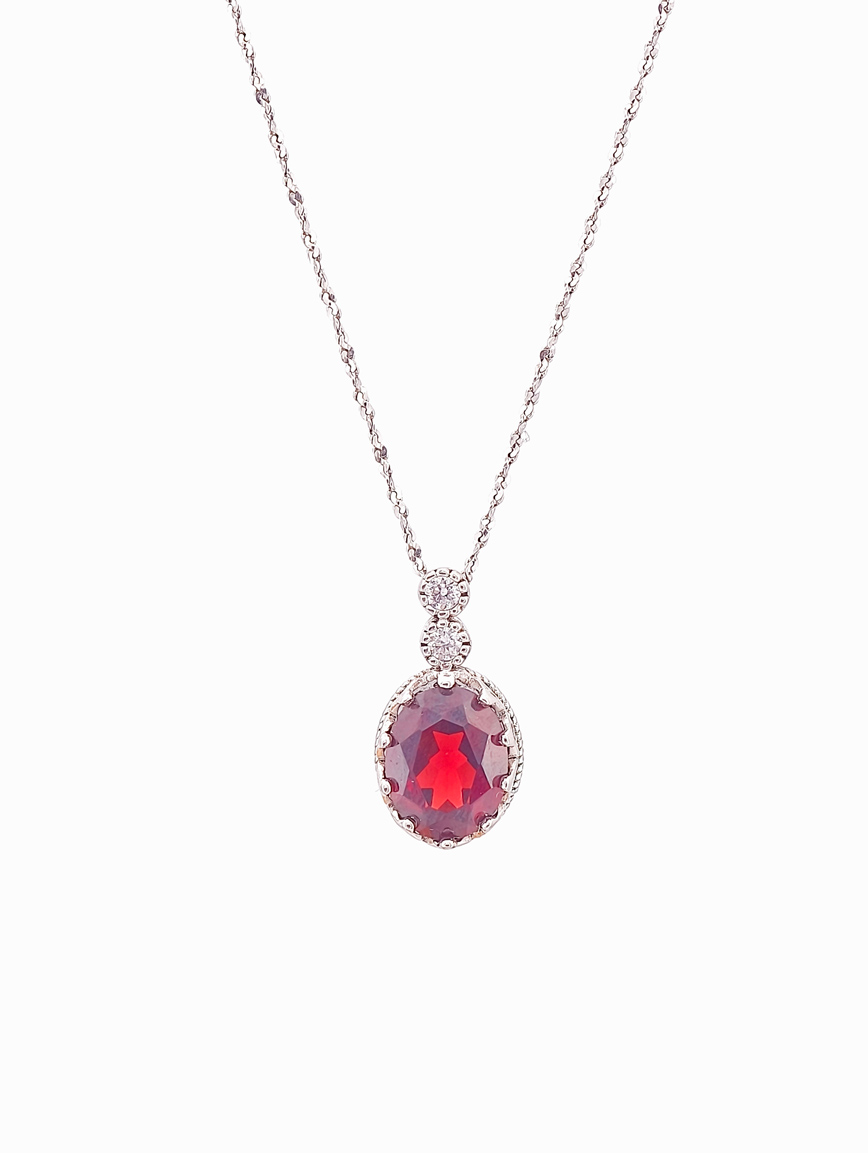 Natural Garnet Sterling Silver Pendant