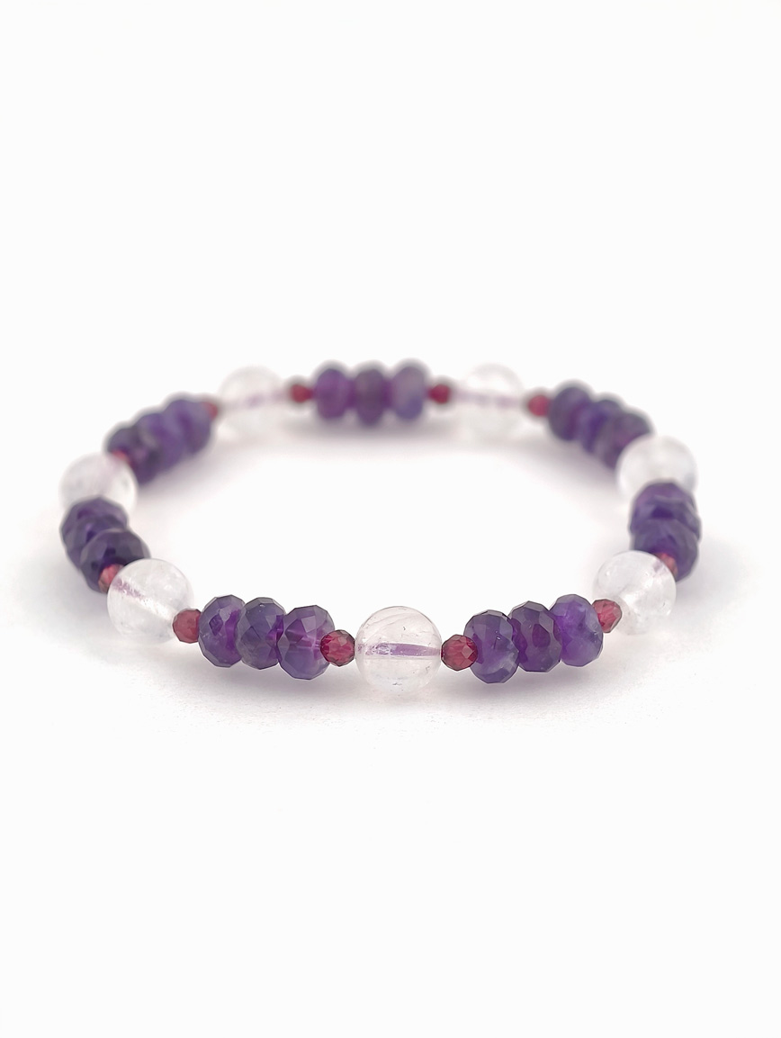 Natural Amethyst and Moonstone Garnet Bracelet