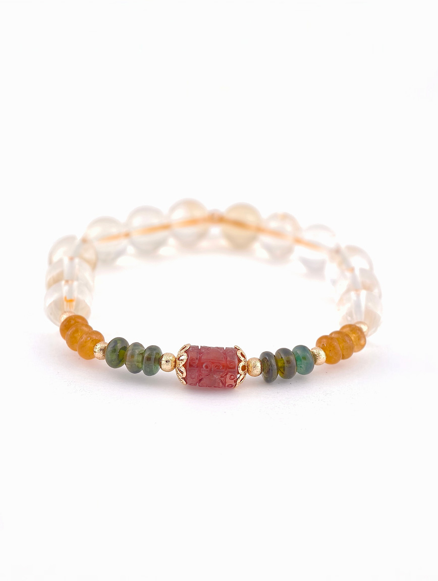 Natural Citrine and Tourmaline Bracelet