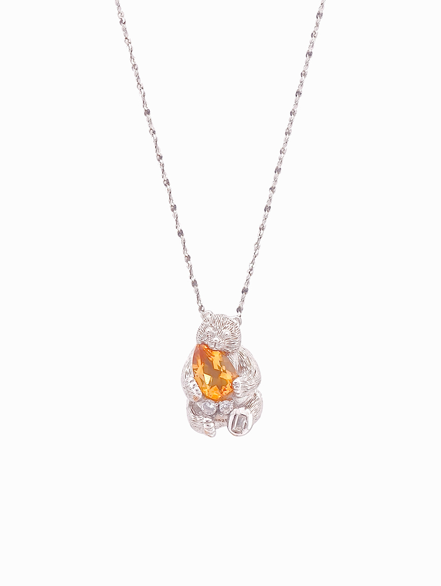 Natural Citrine Bear Hug Pendant